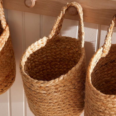 Mikey Jute Hanging Basket, Handloomed Jute Baskets