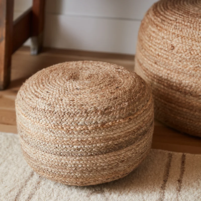 Handwoven Cabo Jute Pouf, Home Decor Pouf