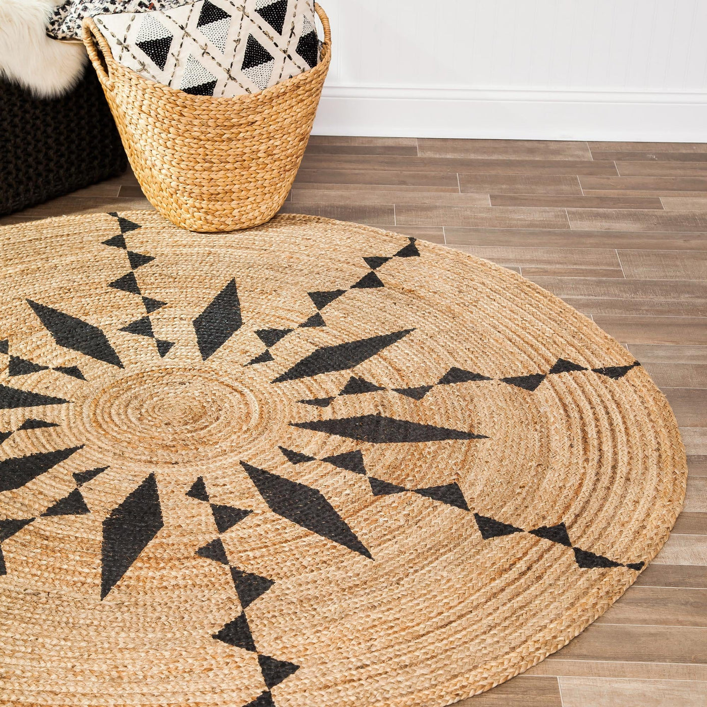 Chaloon Printed Natural Jute Rug,Natural Fiber Rugs