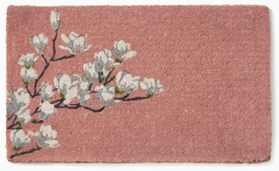 Coral Magnolia Printed Natural Coir Doormat