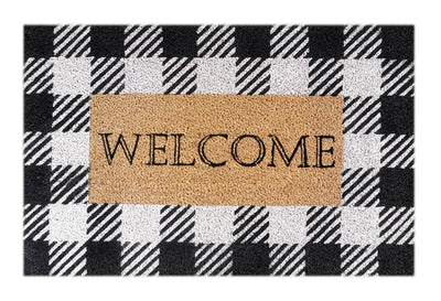 Plaid Script Coir Doormat