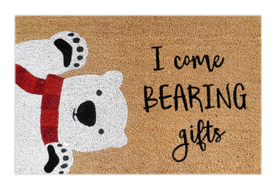 Christmas Bear Gift Printed Natural Coir Doormat