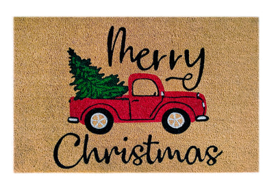 Merry Truck Printed Natural Coir Doormat, Outdoor mats