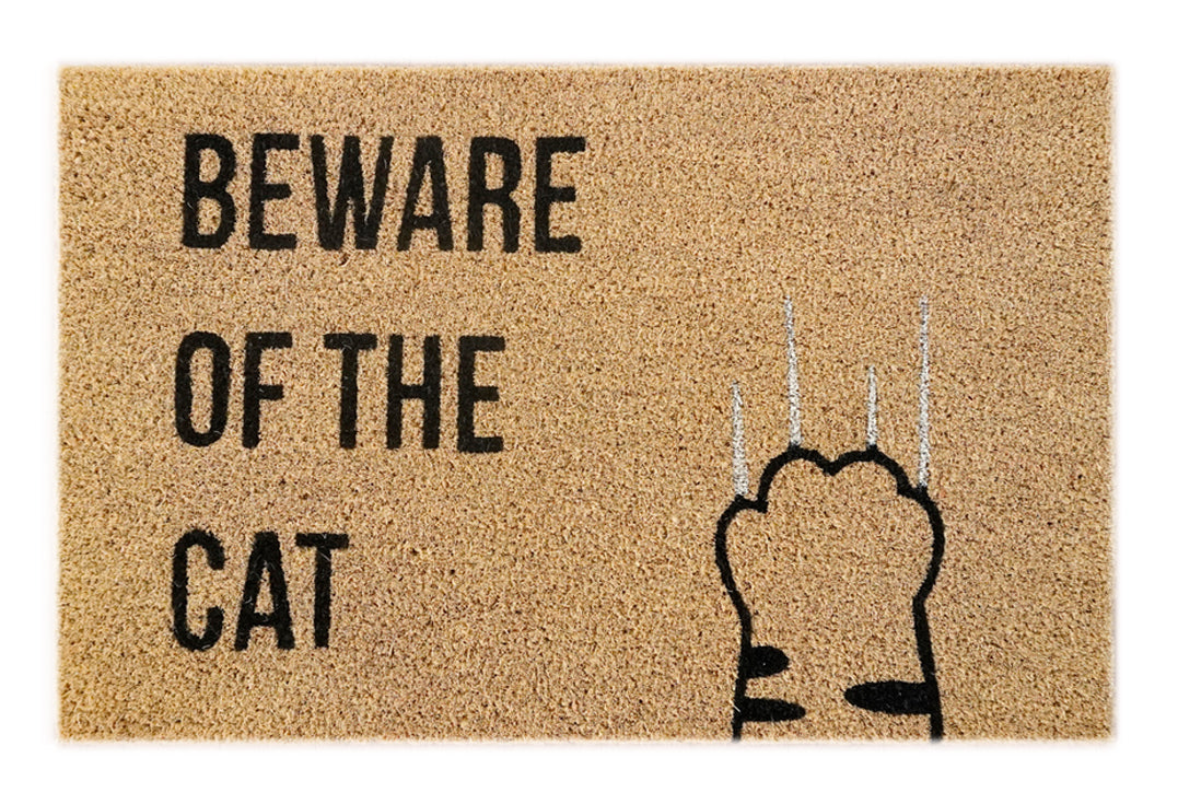 Cat Beware Printed Coir Doormat