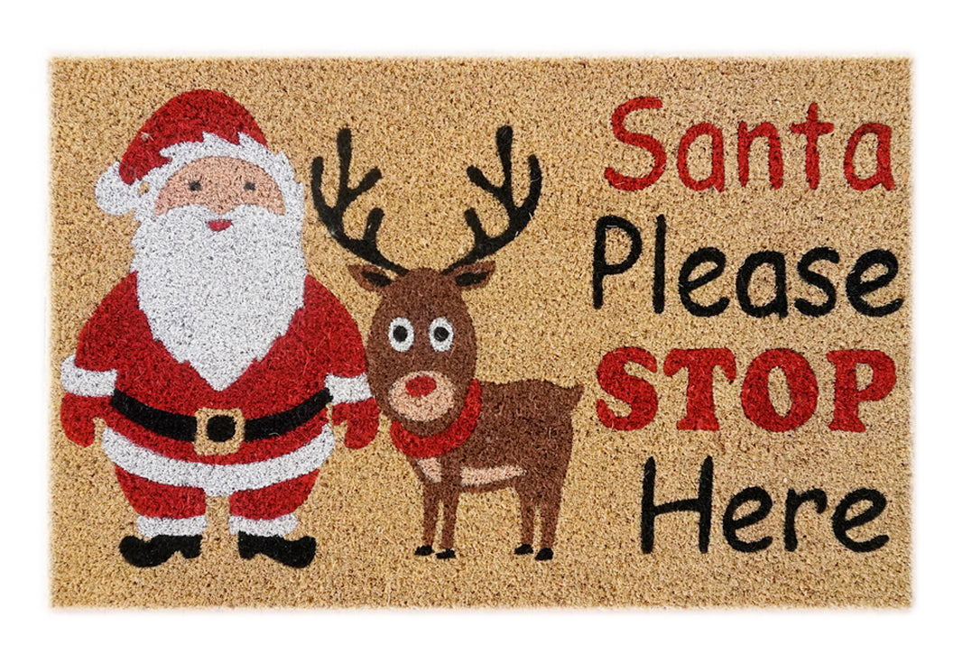 Santa & Reindeer Coir Doormat