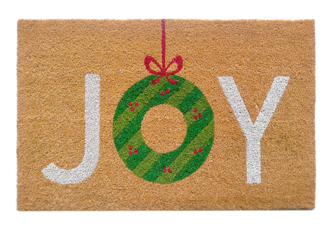 Joy Mistletoe Printed Natural Coir Doormat