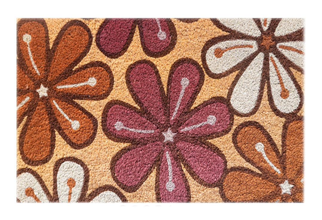 Neo Flower Printed Natural Coir Doormat, Outdoor mats