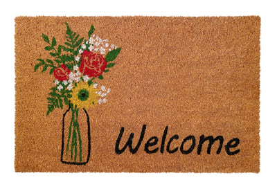 Floral Boho Printed Natural Coir Doormat