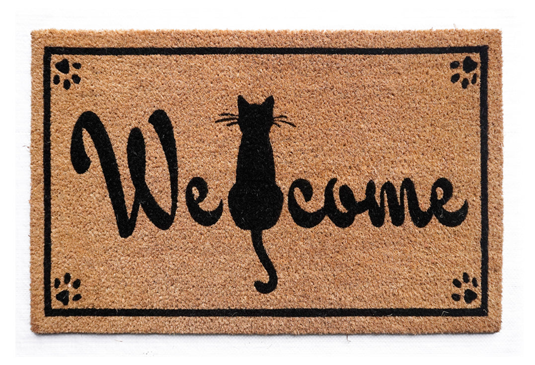 Kitty Welcome Printed Natural Coir Doormat