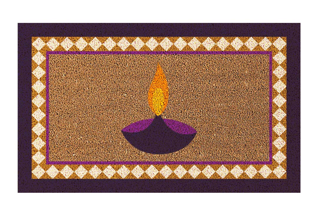 Diwali Diya Natural Coir Doormat