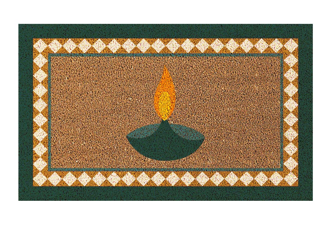 Diwali Diya Natural Coir Doormat