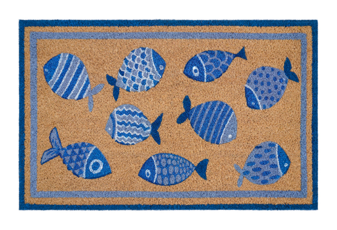 Blue Fishy Printed Coir Doormat