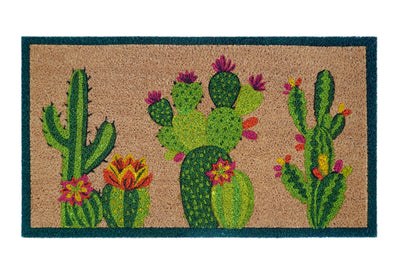 Cactus Flower Printed Coir Doormat