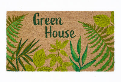 Green House Printed Natural Coir Doormat