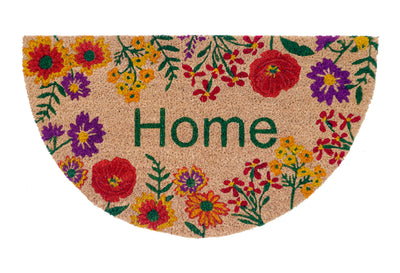 Home Wildflower Printed Natural Coir Halfround Doormat