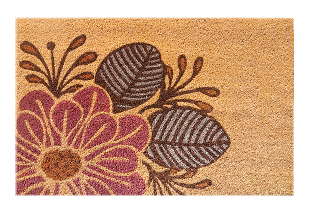 Flower Bomb Printed Natural Coir Doormat