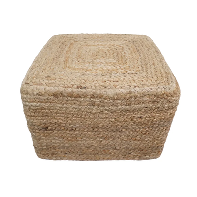 Birch Upholstered Jute Pouf