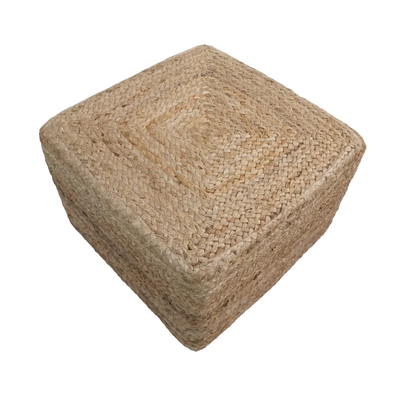 Birch Upholstered Jute Pouf