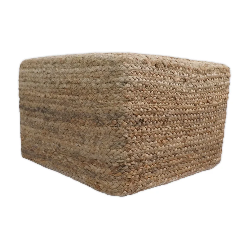 Birch Upholstered Jute Pouf