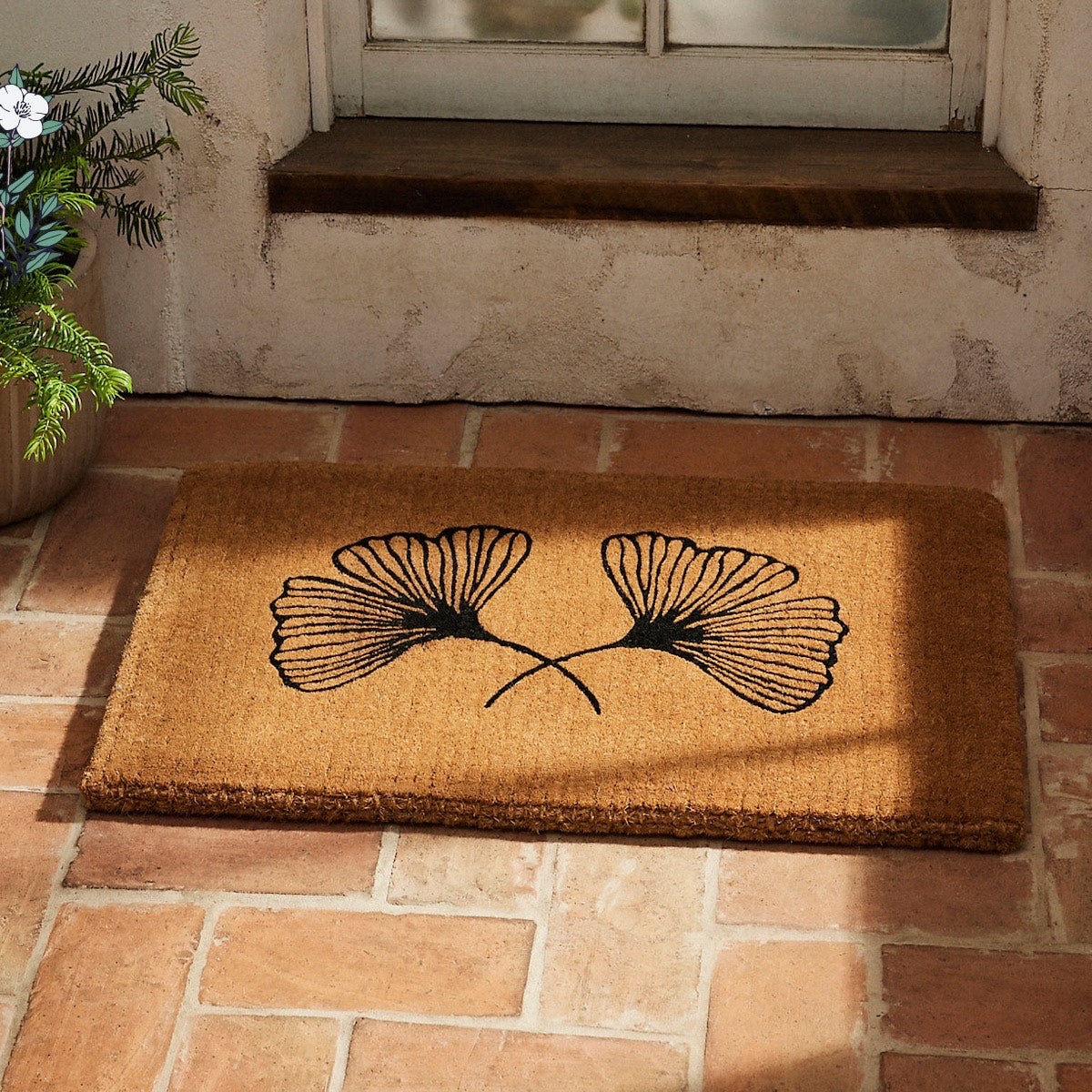 Gingko Wish Printed Natural Coir Doormat