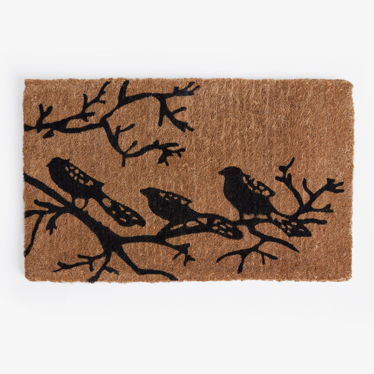 Noir Birds Printed Natural Coir Doormat, Outdoor mats