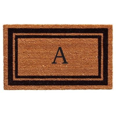 Black Border Coir Monogram Doormat