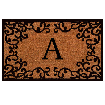 Laurel Monogram Printed Natural Coir Doormat