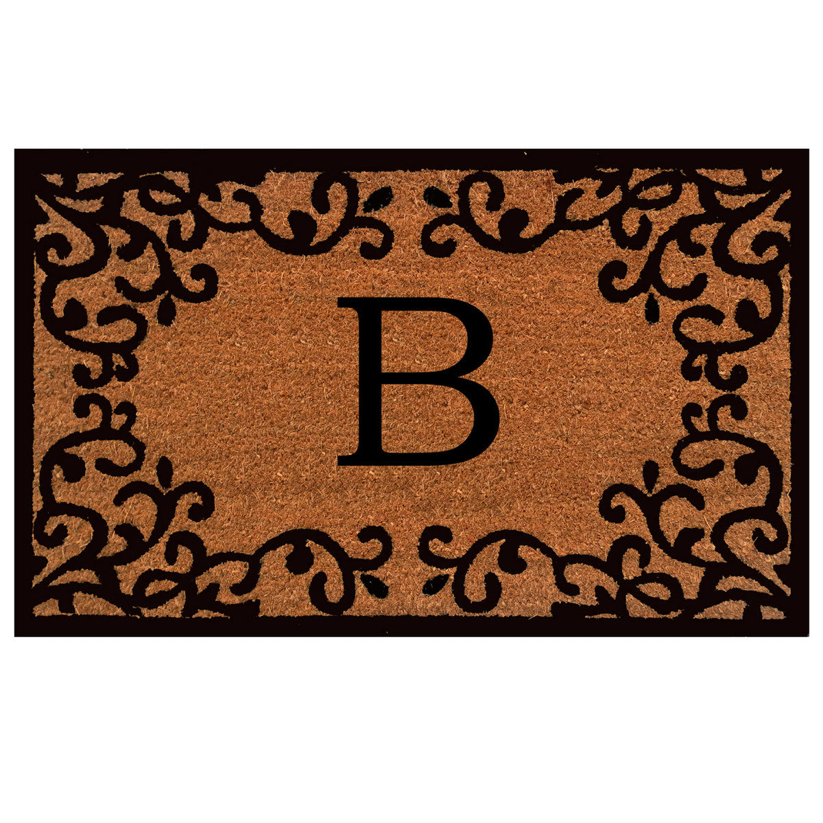 Laurel Monogram Printed Natural Coir Doormat