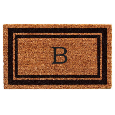 Black Border Coir Monogram Doormat