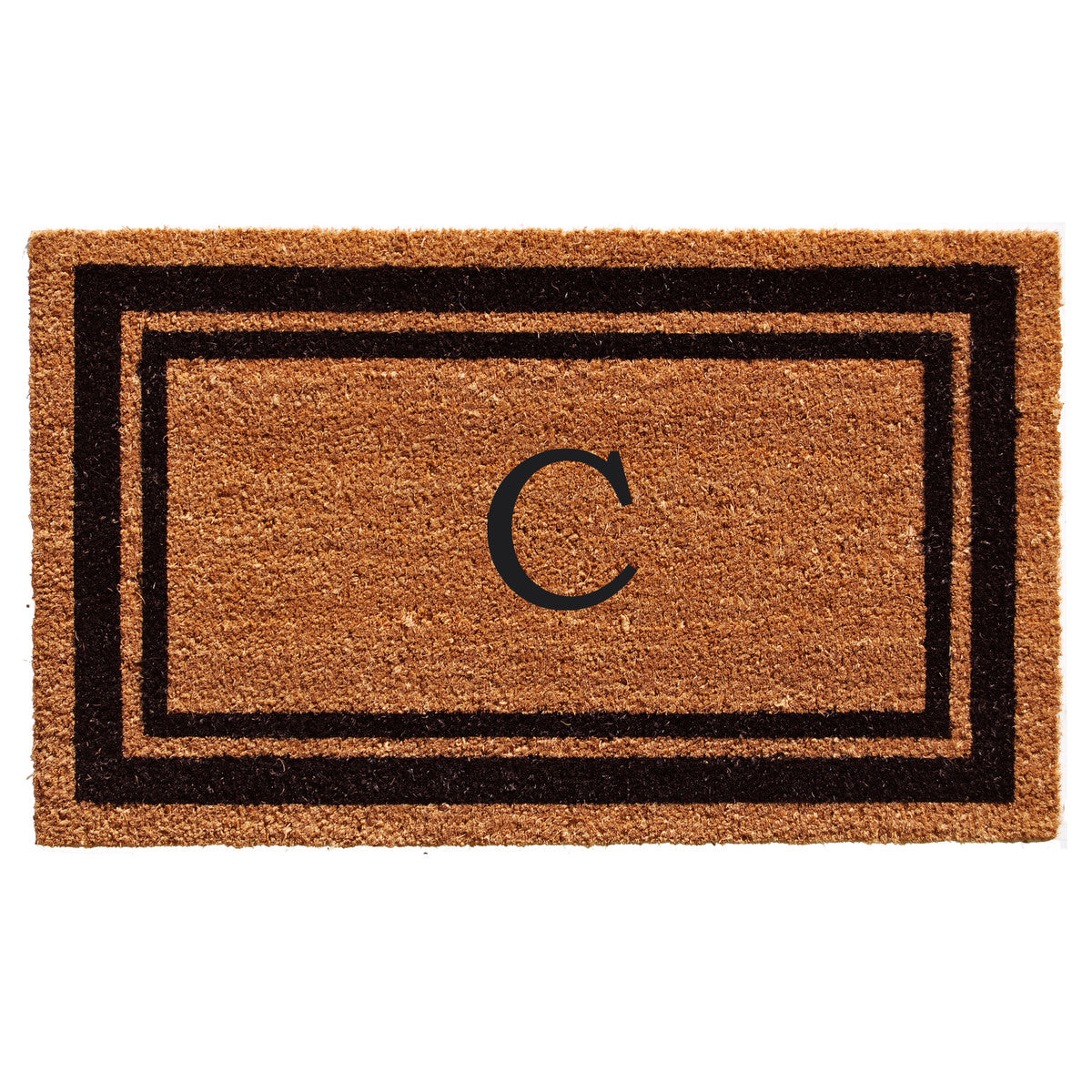 Black Border Coir Monogram Doormat