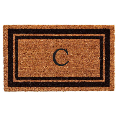 Black Border Coir Monogram Doormat