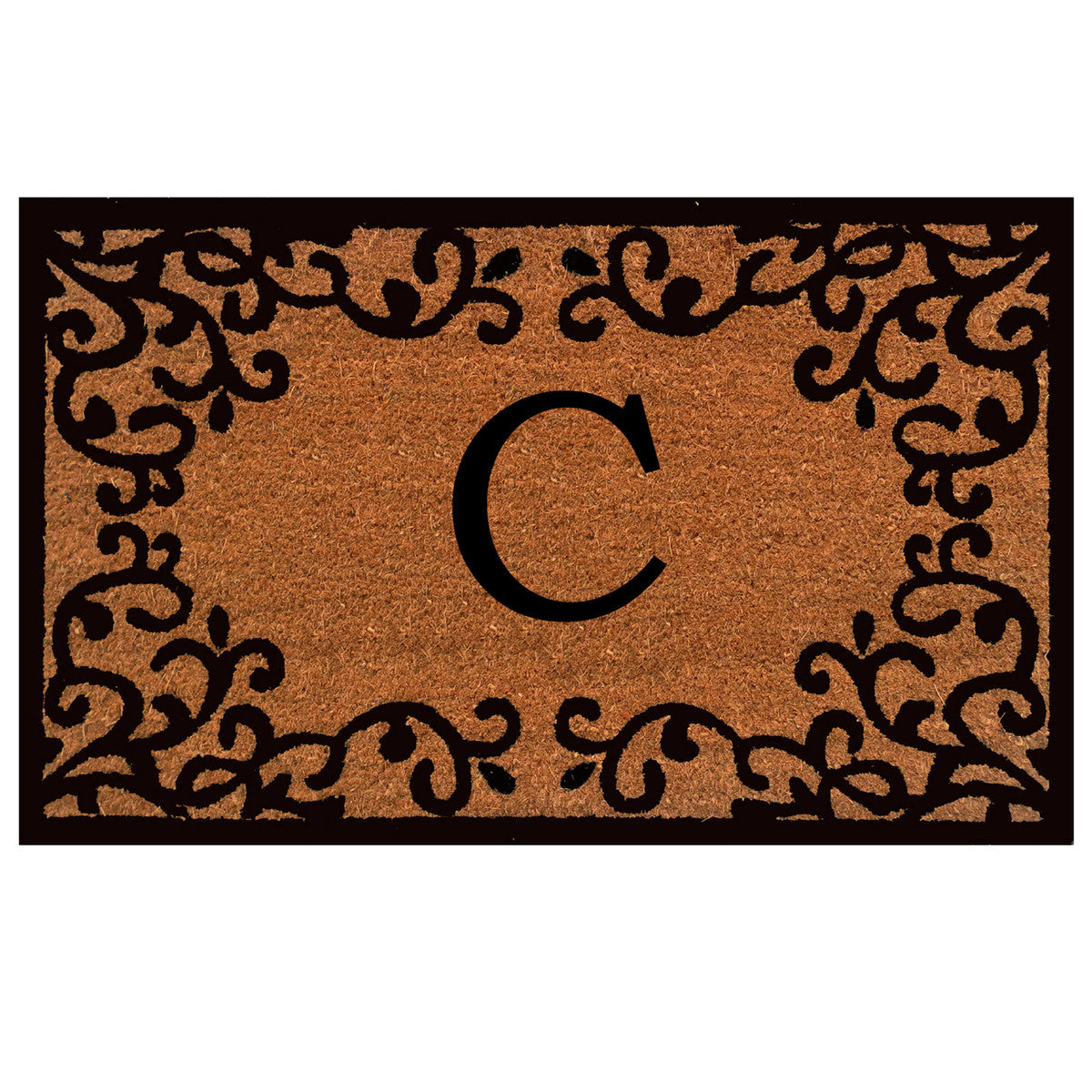 Laurel Monogram Printed Natural Coir Doormat