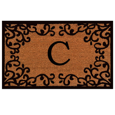 Laurel Monogram Printed Natural Coir Doormat