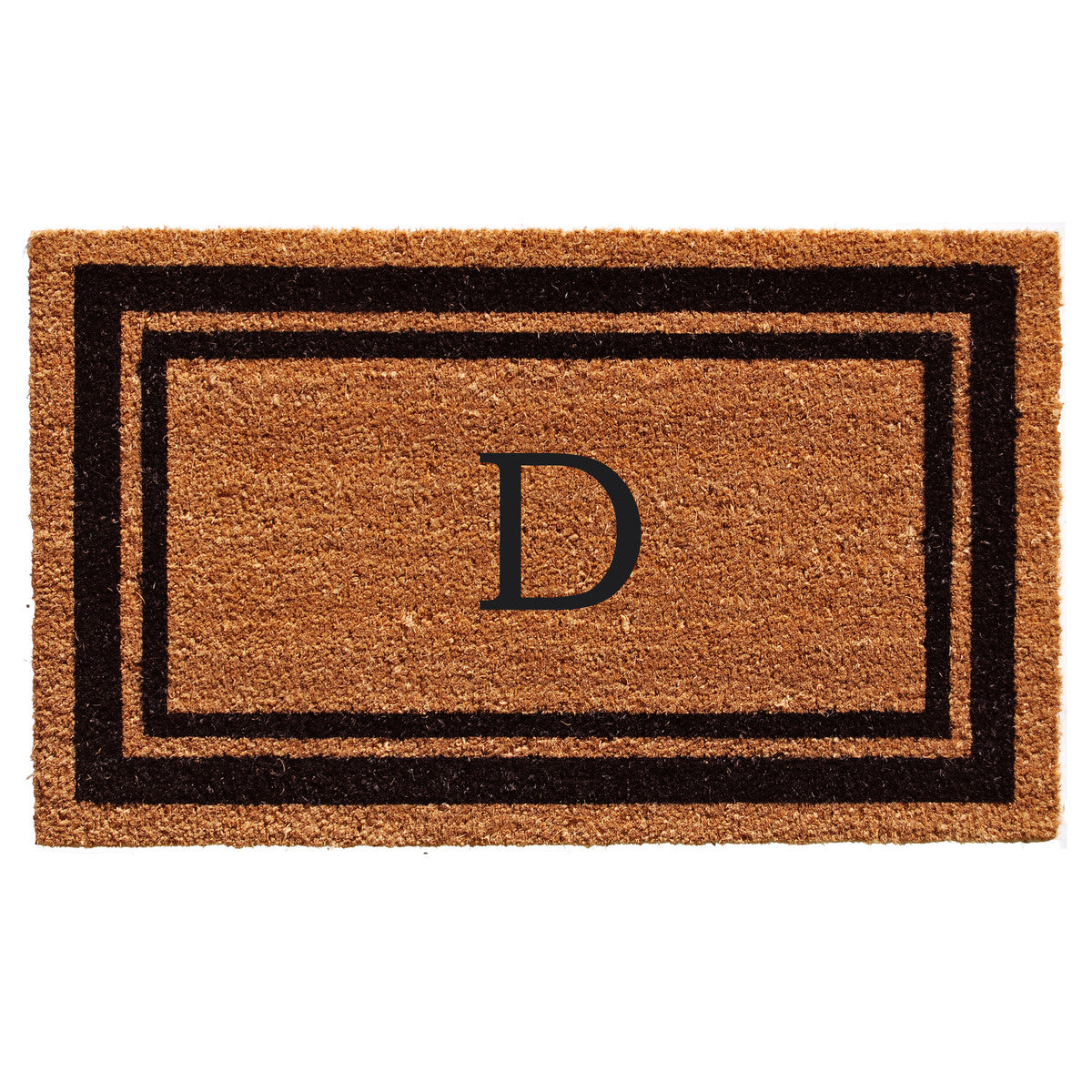 Black Border Coir Monogram Doormat