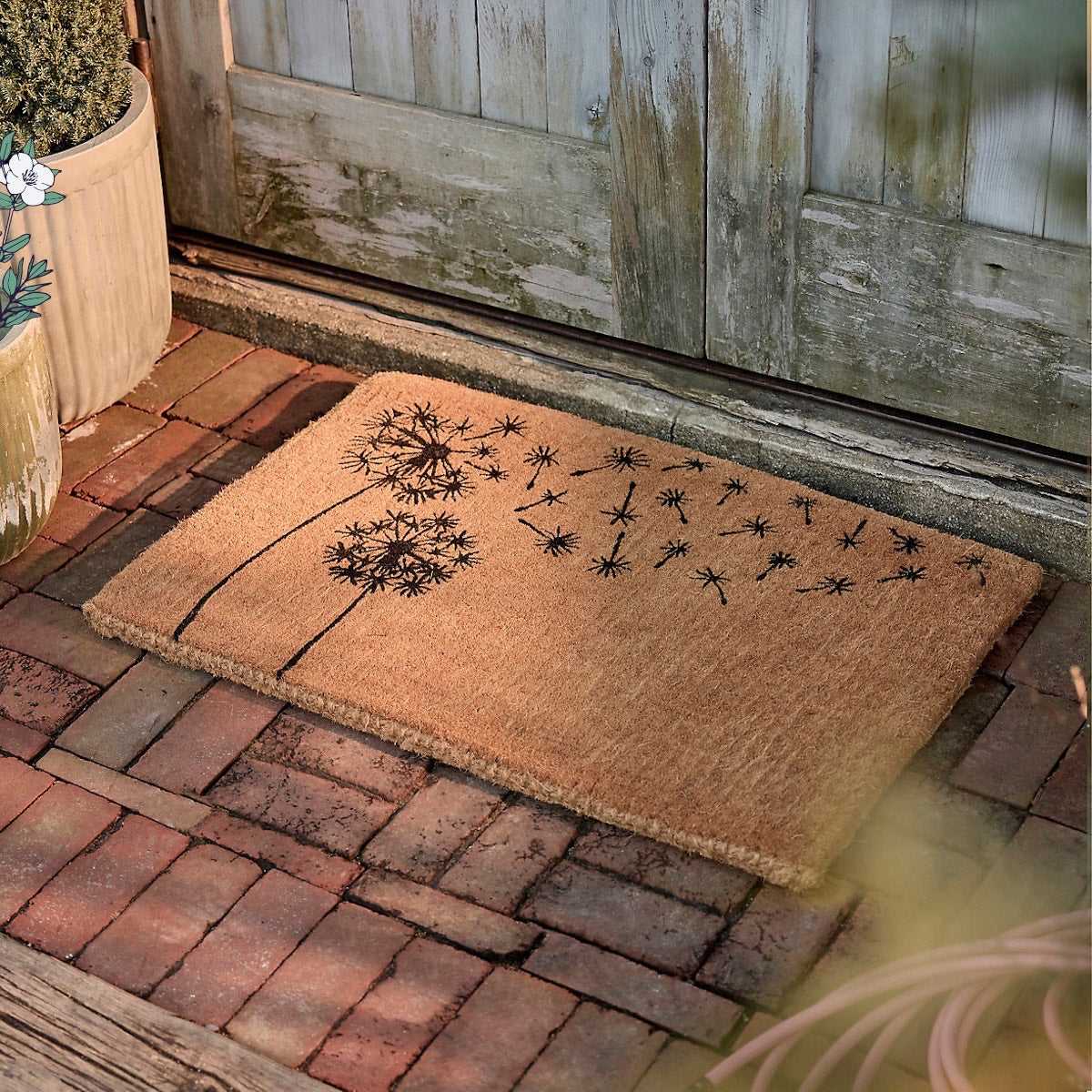 Dandelion Breeze Printed Natural Coconut Fiber Doormat