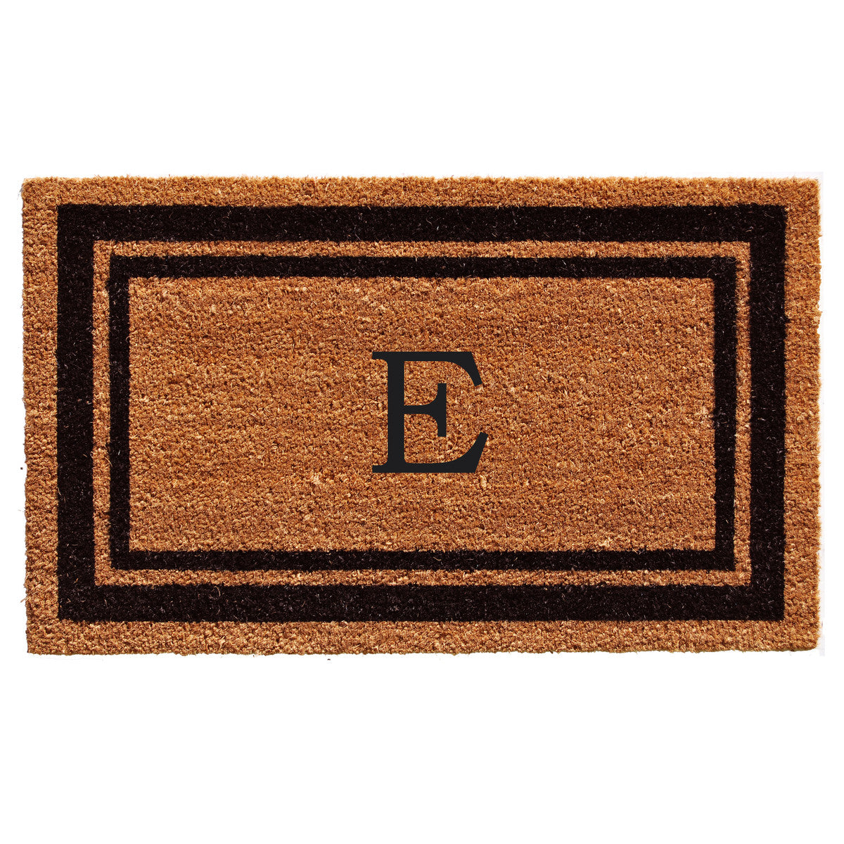 Black Border Coir Monogram Doormat