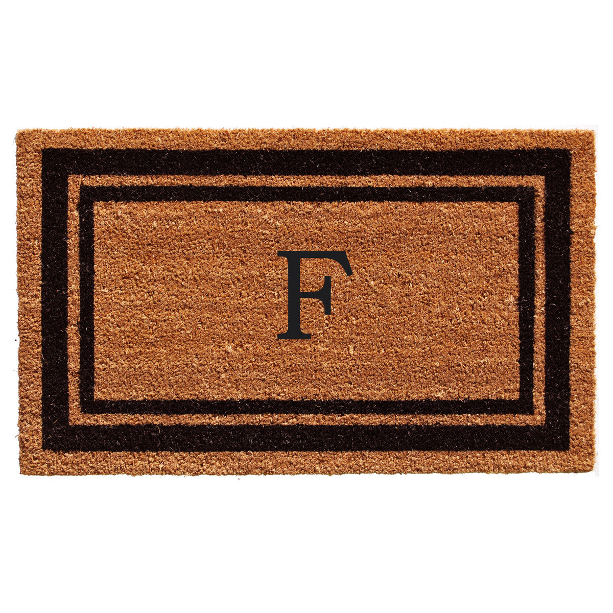 Black Border Coir Monogram Doormat