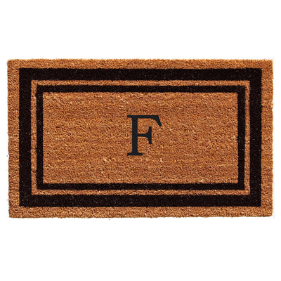 Black Border Coir Monogram Doormat