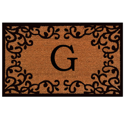 Laurel Monogram Printed Natural Coir Doormat