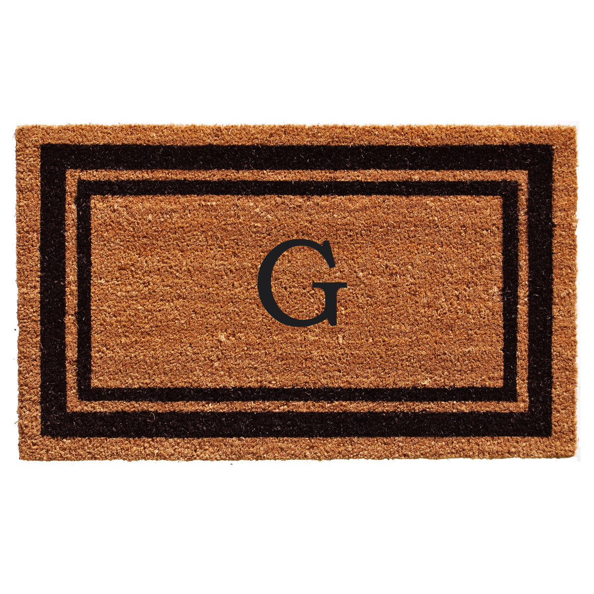 Black Border Coir Monogram Doormat