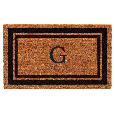 Black Border Coir Monogram Doormat