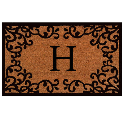 Laurel Monogram Printed Natural Coir Doormat