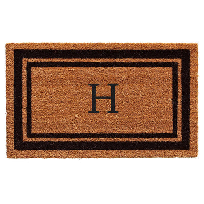 Black Border Coir Monogram Doormat