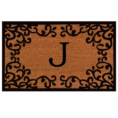 Laurel Monogram Printed Natural Coir Doormat