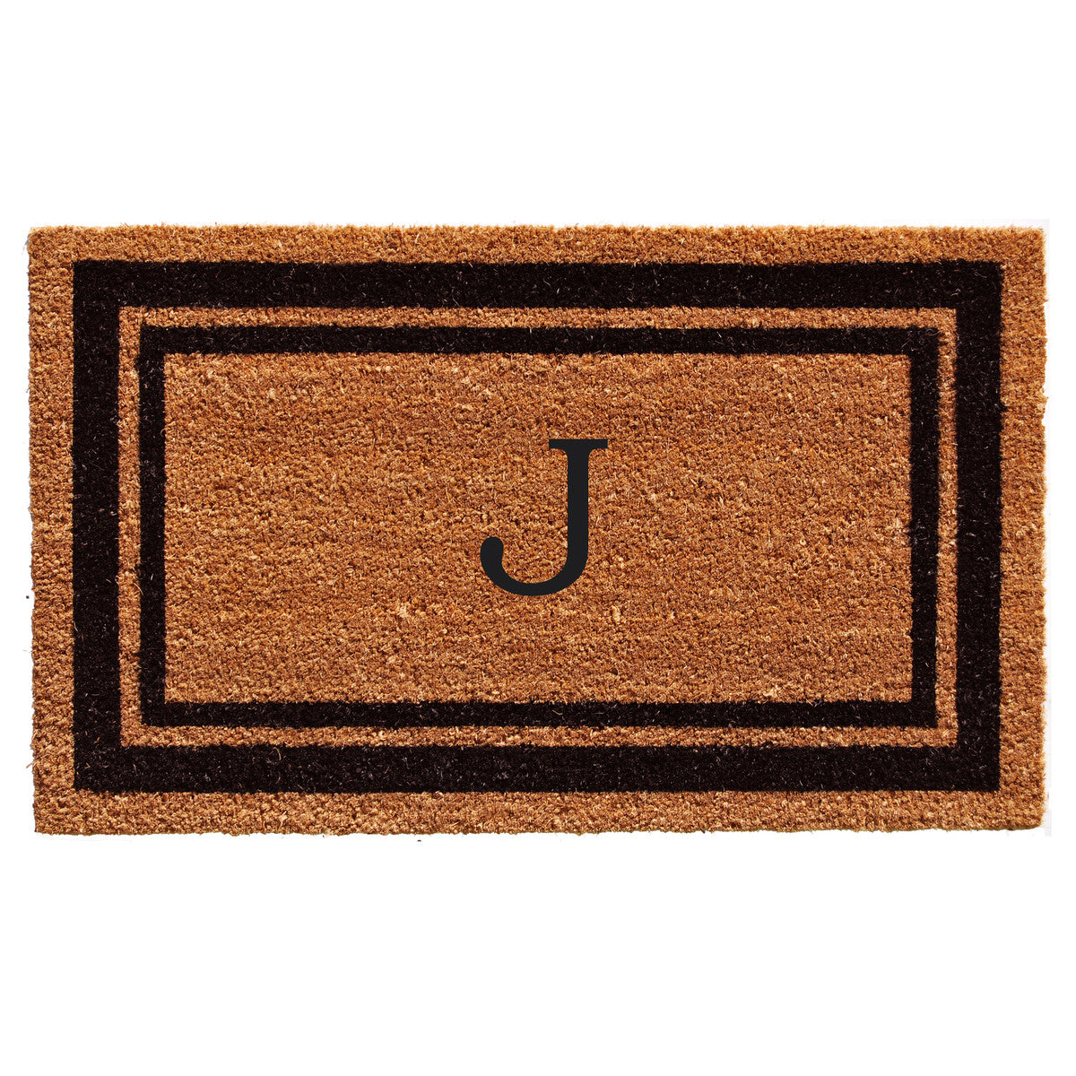 Black Border Coir Monogram Doormat