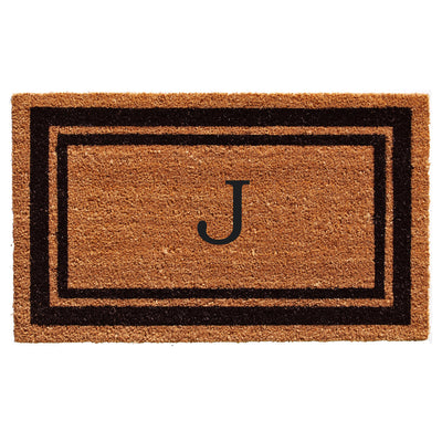 Black Border Coir Monogram Doormat