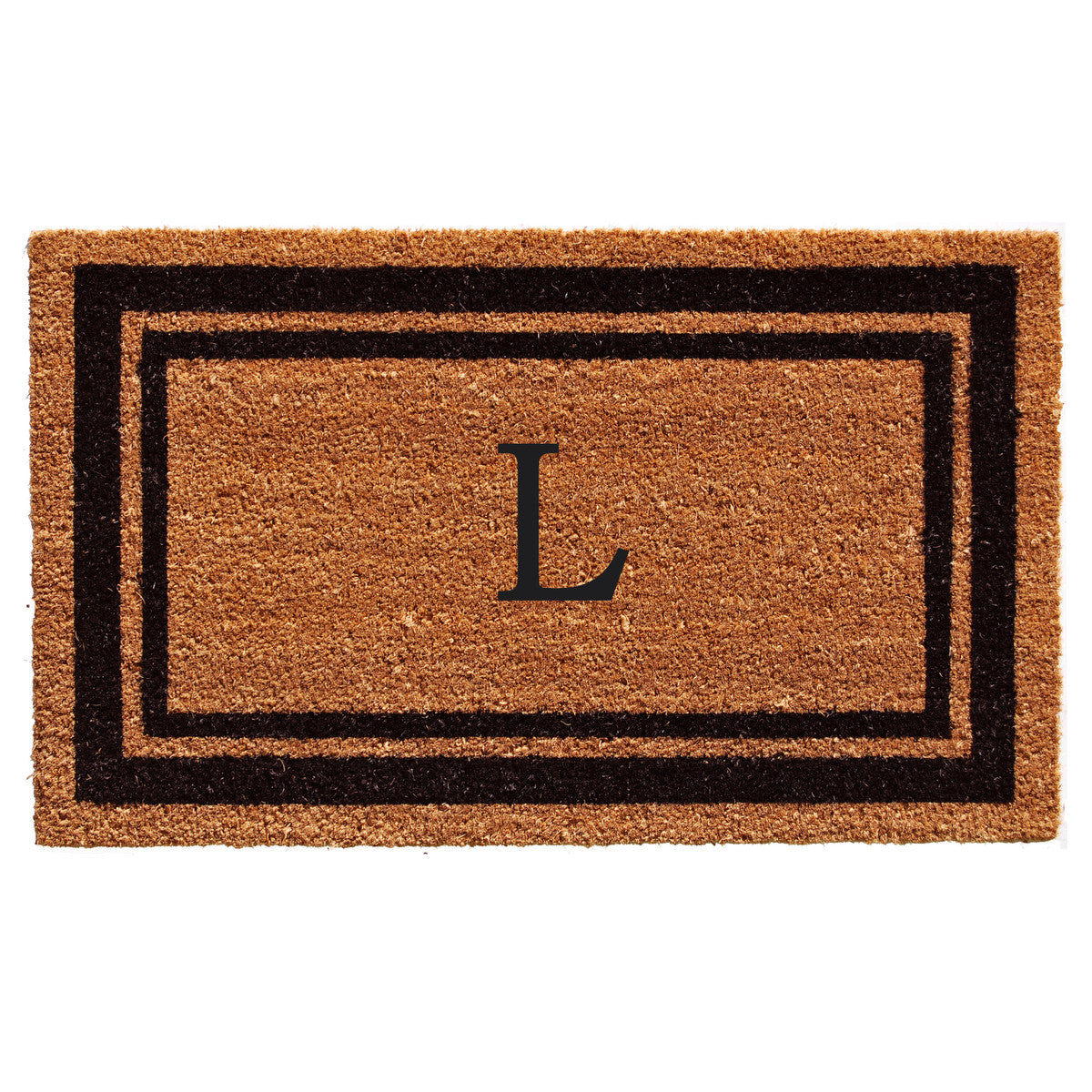 Black Border Coir Monogram Doormat