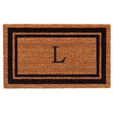 Black Border Coir Monogram Doormat