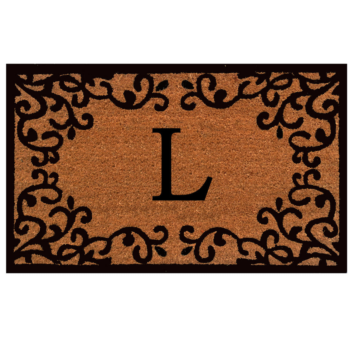 Laurel Monogram Printed Natural Coir Doormat