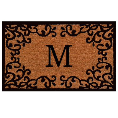 Laurel Monogram Printed Natural Coir Doormat